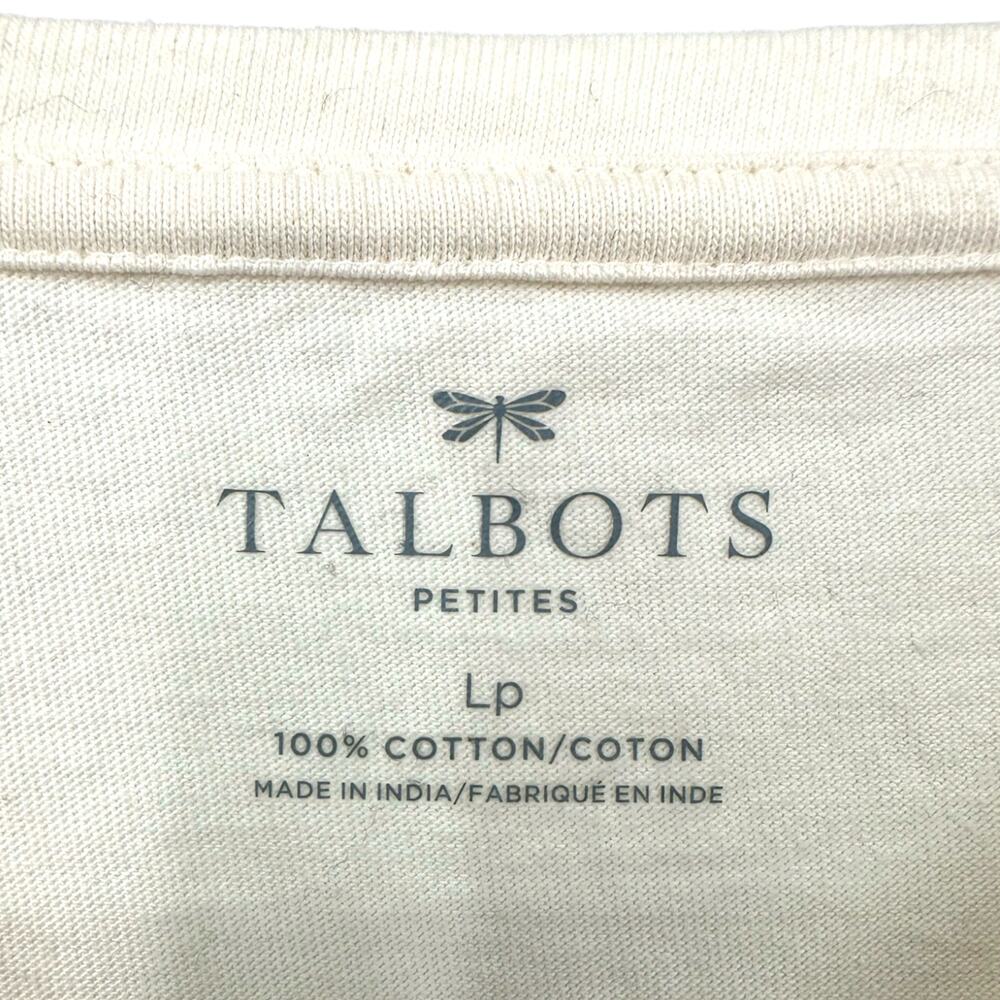 Talbots Petites | Large | Cream w/ Black Stripes Jewel Embellished Neckline Top - Picture 4 of 6